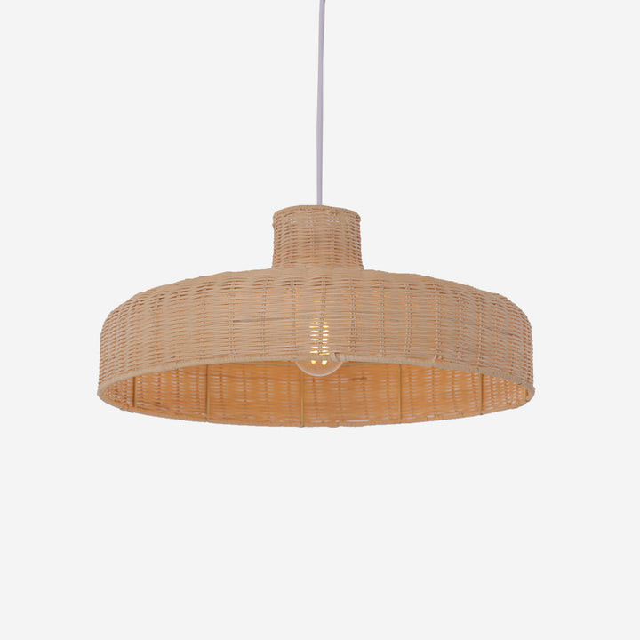 Flat Teapot-Shaped Japanese Rattan Pendant Light – Natural Elegance