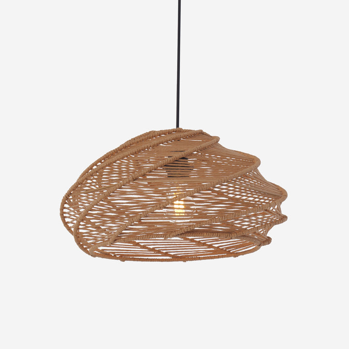 Spiral Rattan Pendant Light – Handwoven Pendant Lighting for Dining Room