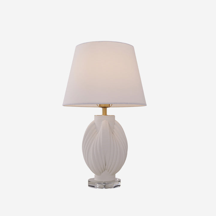 3D Pure White Pod Threaded Ceramic Table Lamp with Fabric Shade