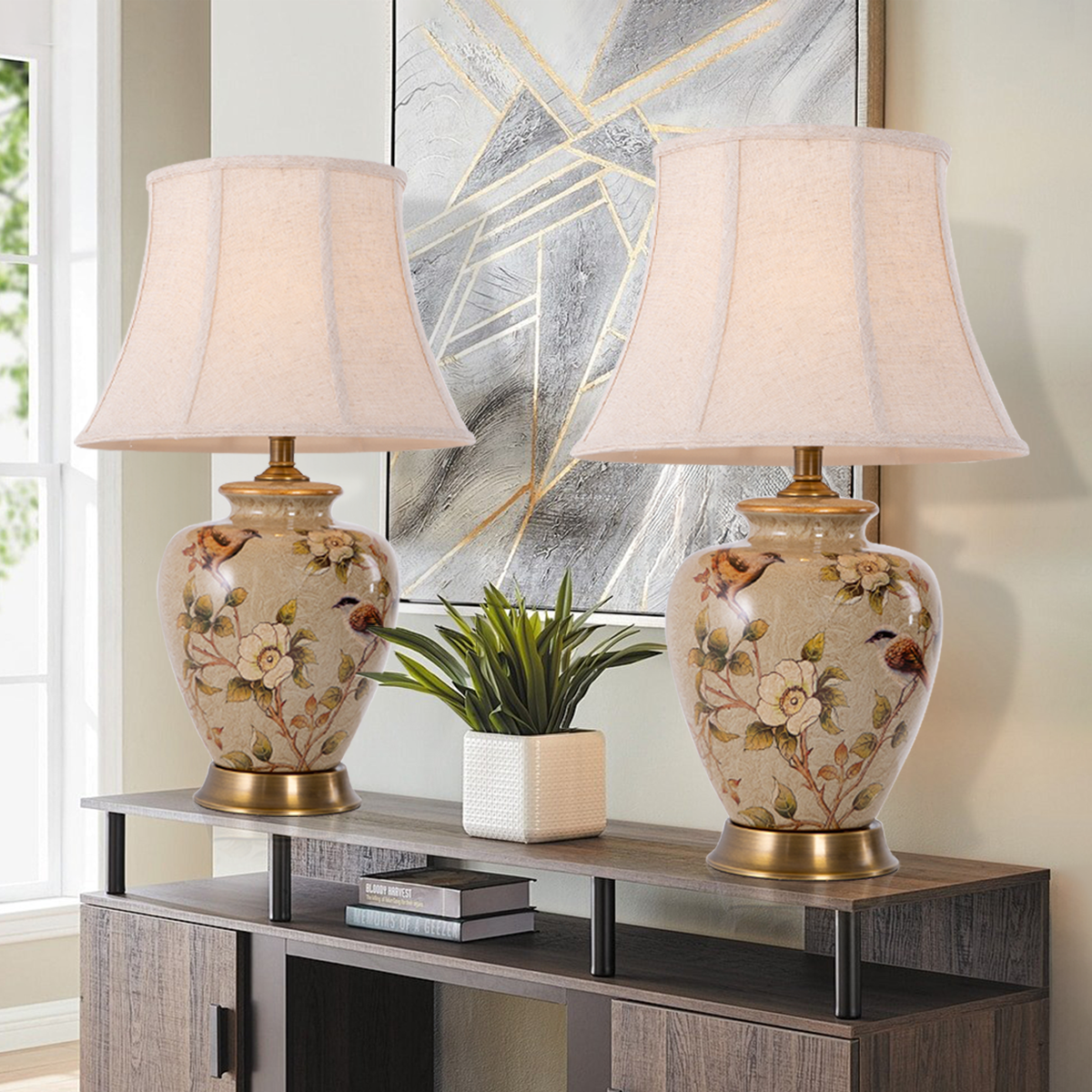 vintage-ceramic-bird-pattern-table-lamp-hand-painted-brass-base-with-fabric-shade-for-living-room-bedroom