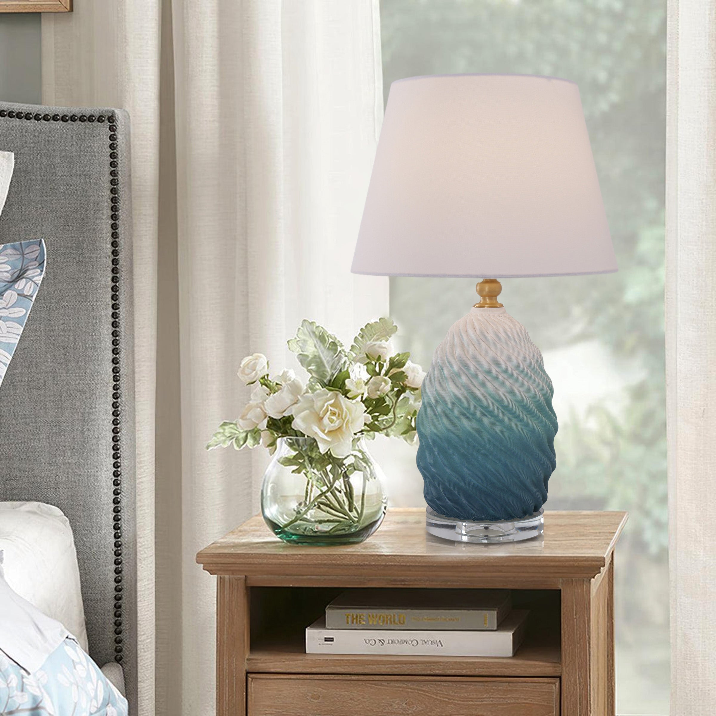 3d-blue-green-white-gradient-threaded-ceramic-table-lamp-with-fabric-shade