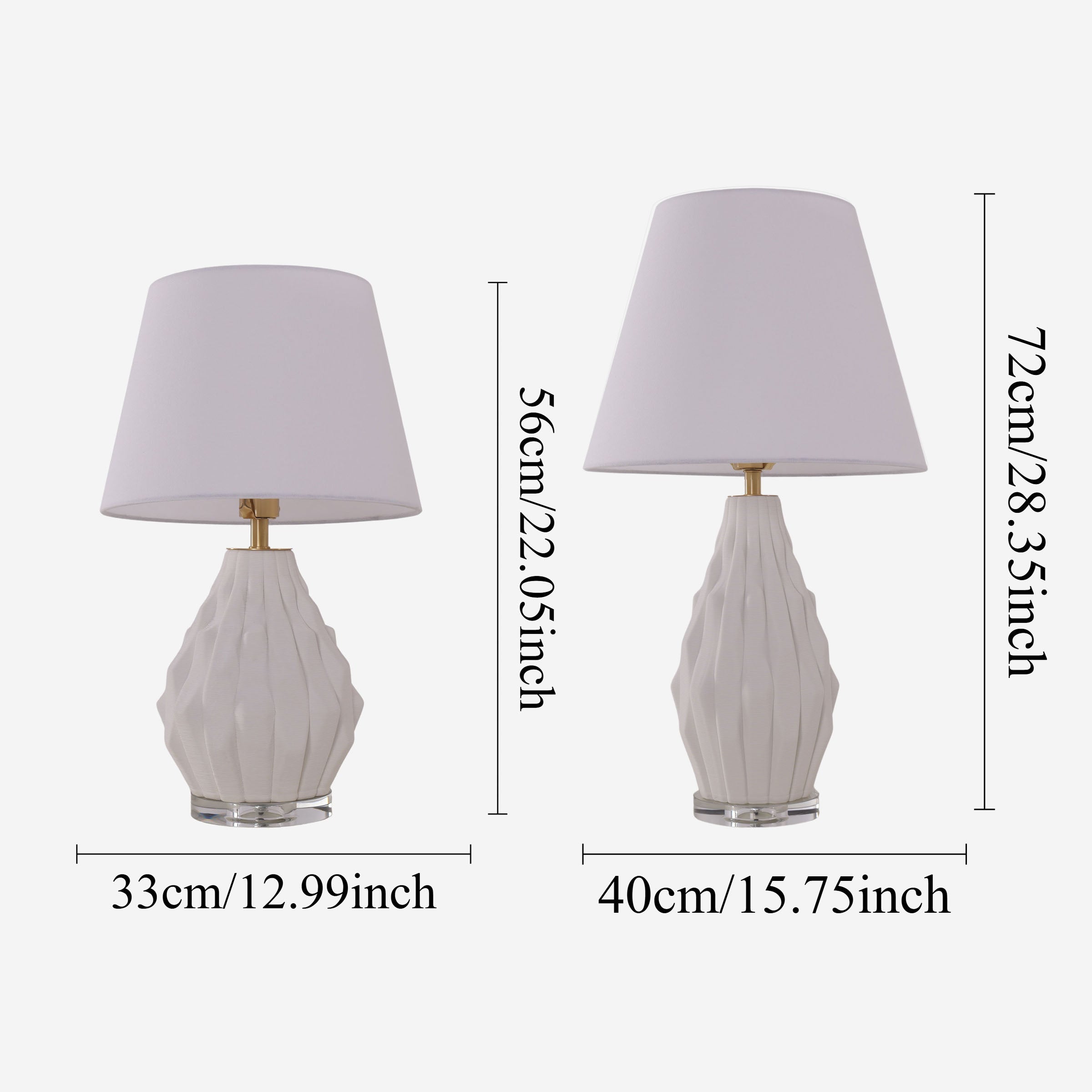 3d-pure-white-polygonal-textured-ceramic-table-lamp-with-fabric-shade