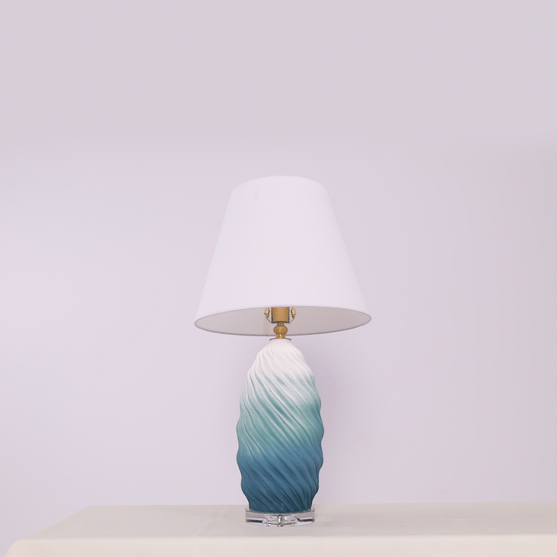 3d-blue-green-white-gradient-threaded-ceramic-table-lamp-with-fabric-shade