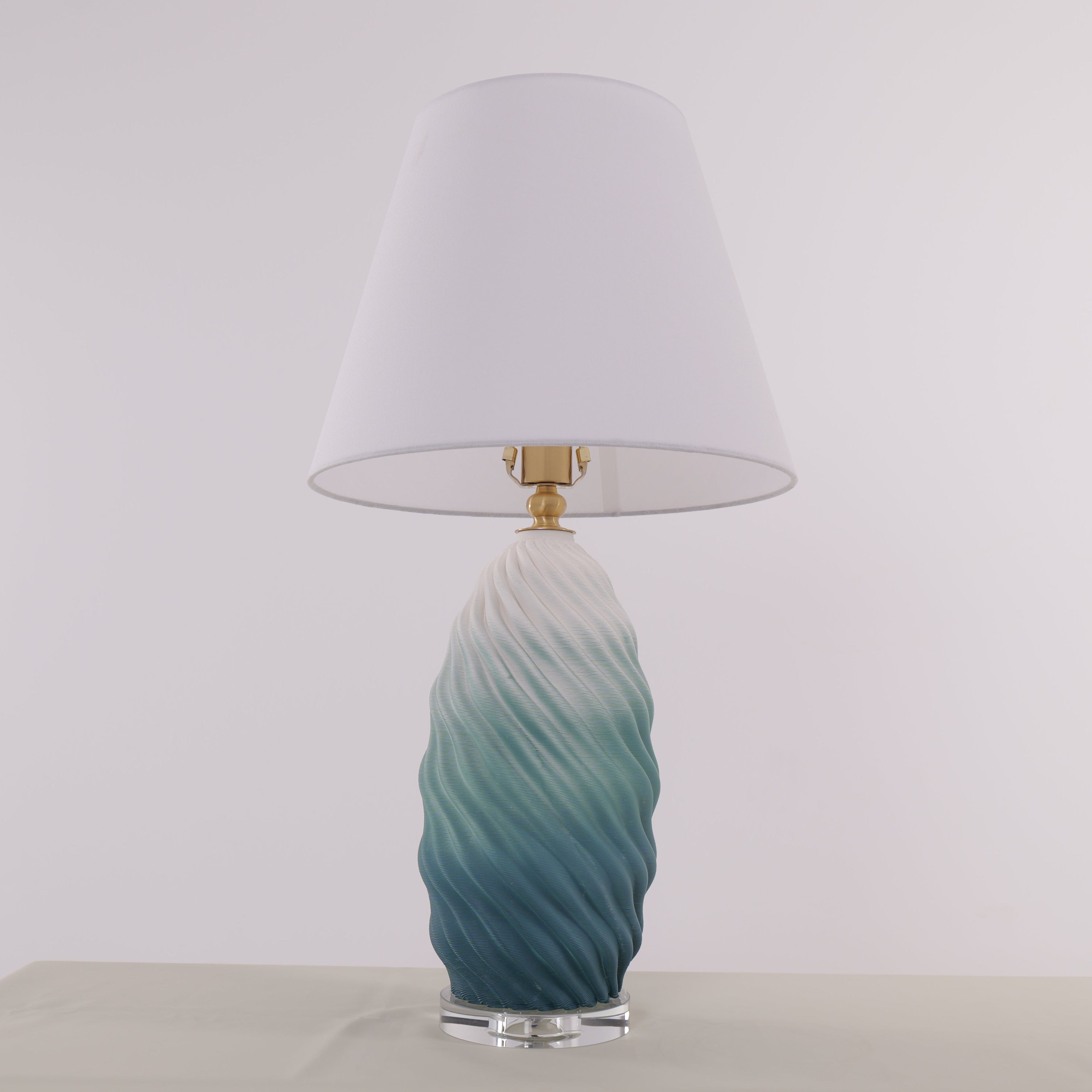 3d-blue-green-white-gradient-threaded-ceramic-table-lamp-with-fabric-shade