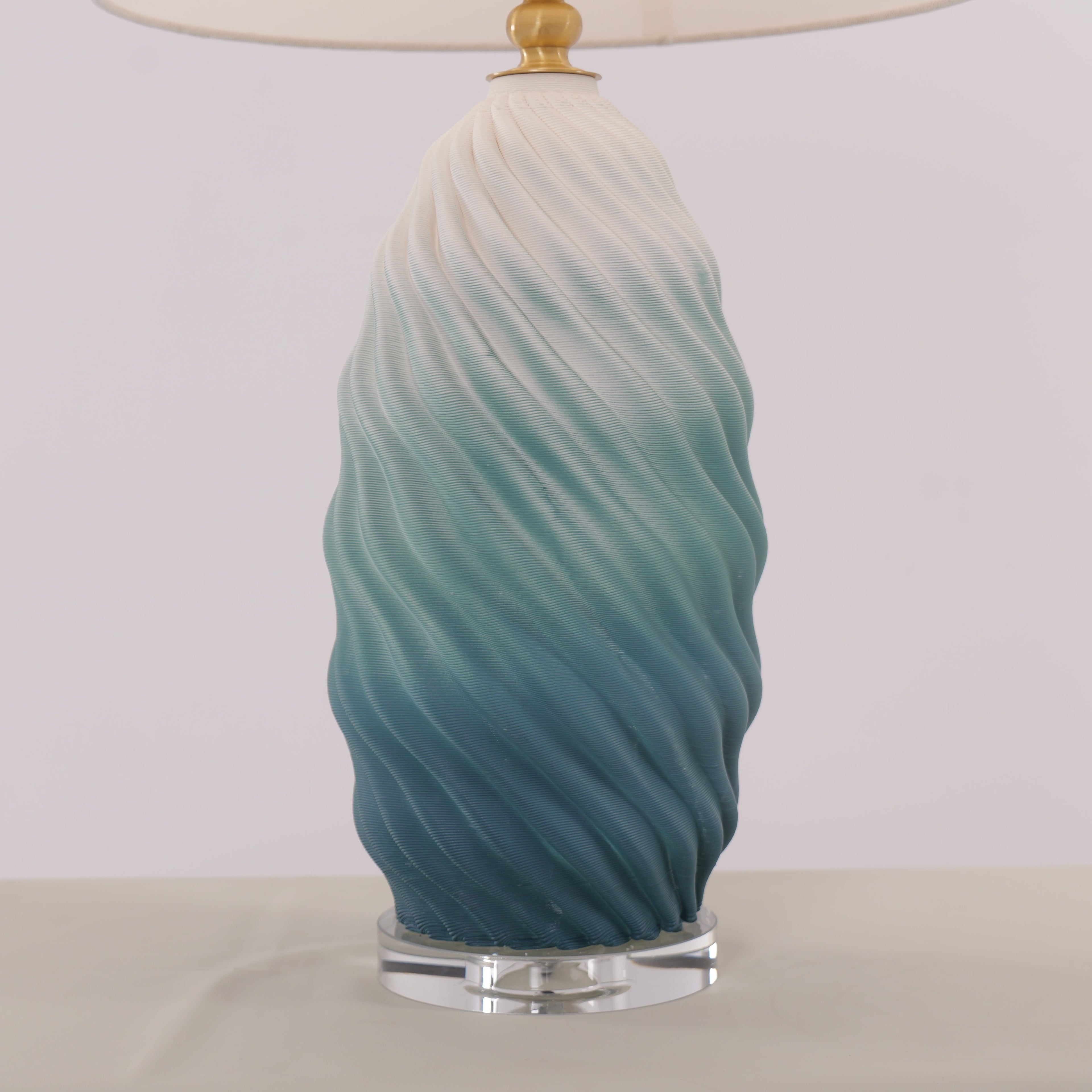 3d-blue-green-white-gradient-threaded-ceramic-table-lamp-with-fabric-shade