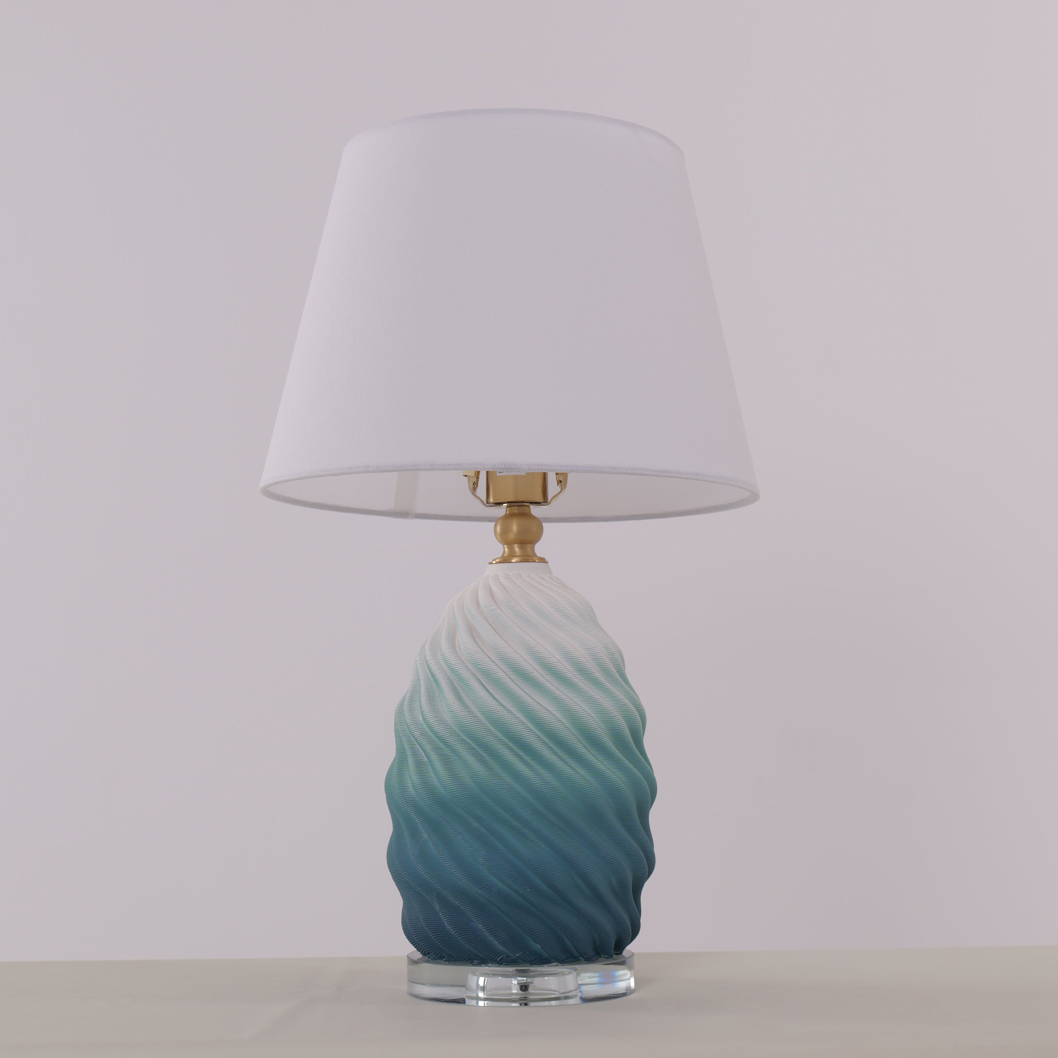 3d-blue-green-white-gradient-threaded-ceramic-table-lamp-with-fabric-shade