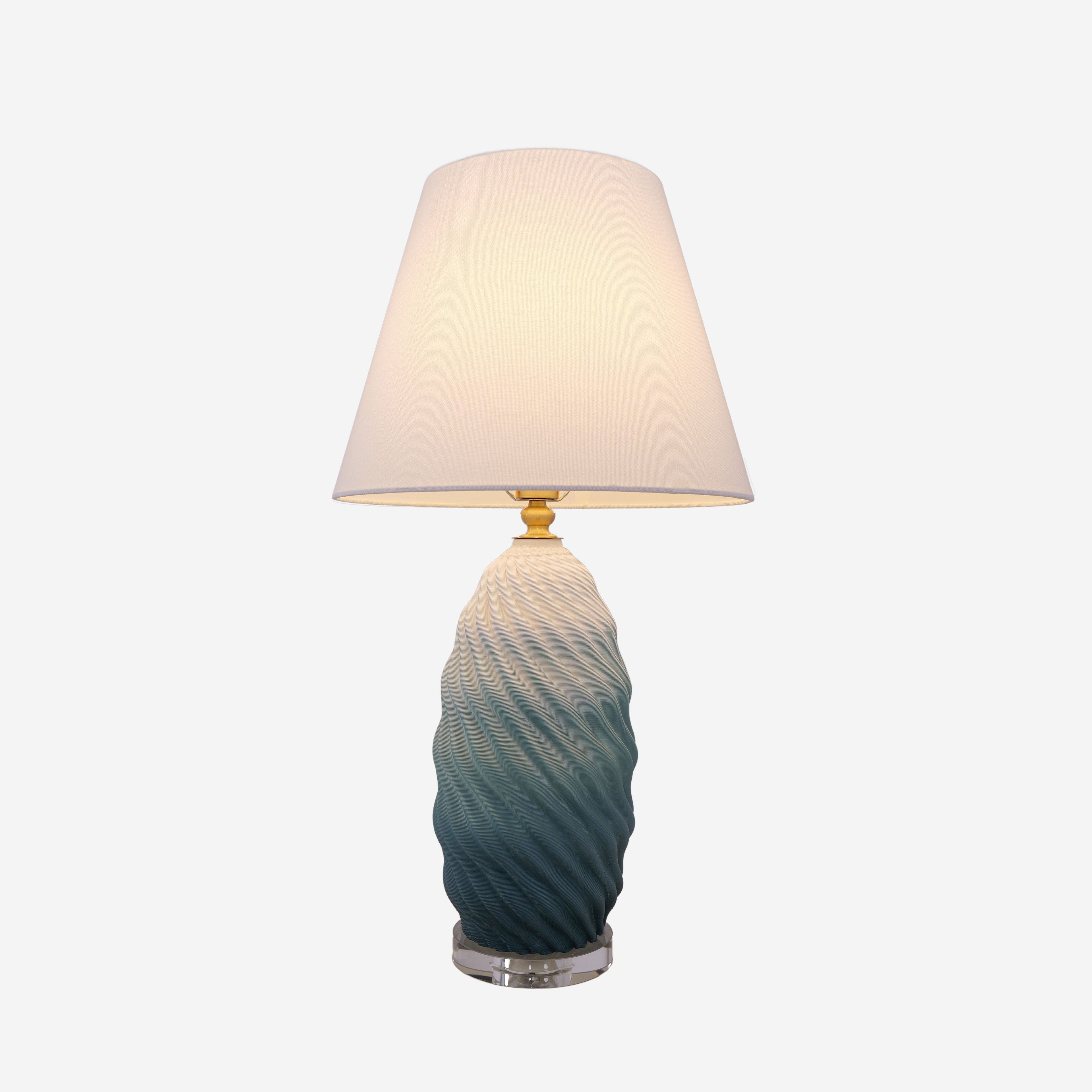 3d-blue-green-white-gradient-threaded-ceramic-table-lamp-with-fabric-shade